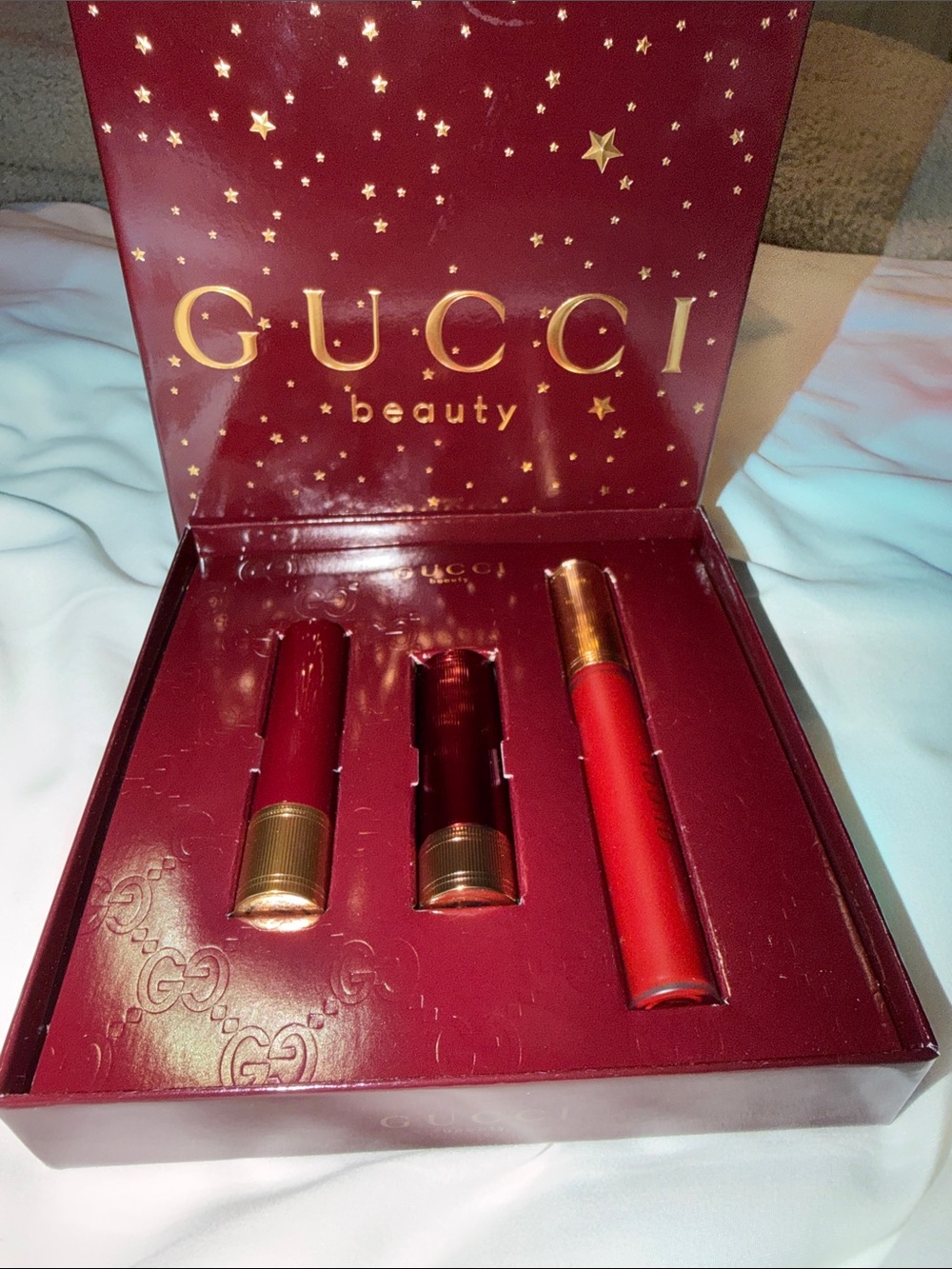 NIB Gucci Beauty 509 Rosso Ancora Lipstick Trio Gift Set Limited Edition